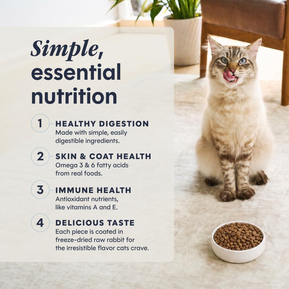 Instinct Limited Ingredient Diet Dry Cat Food, Real Rabbit, 4.5 lb. Bag | Single animal protein and vegetable recipe, raw-coated kibble, farm-raised rabbit, gentle on sensitive stomachs