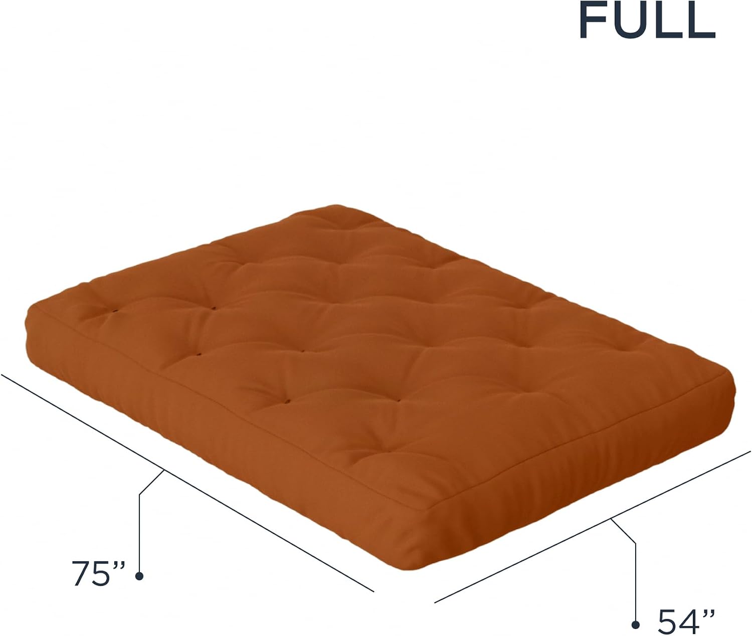 Royal Sleep Products by The Futon Factory 12 inch Foam Futon Mattress - Solid Black Fabric - Full Size - CertiPUR Certified Foams - Made in USA - (Frame not Included)