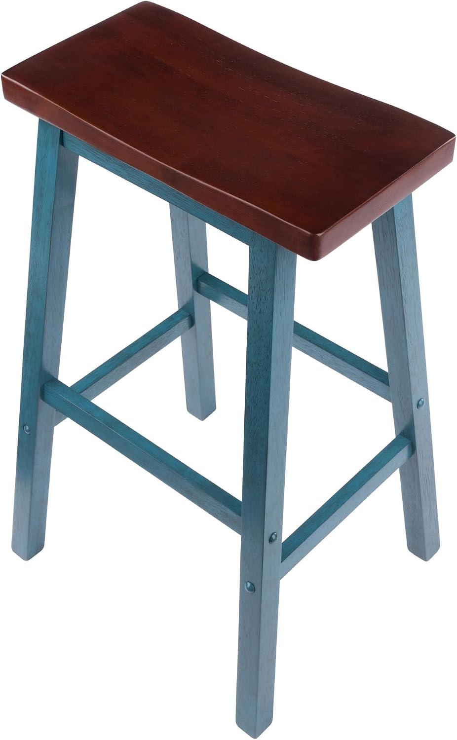 Winsome Satori Saddle Seat Counter Stool, Walnut, 24" | Classic Backless Bar Chairs for Kitchen & Dining Room Seating, Timeless Essential Furniture for Home, Dorm, Apartments