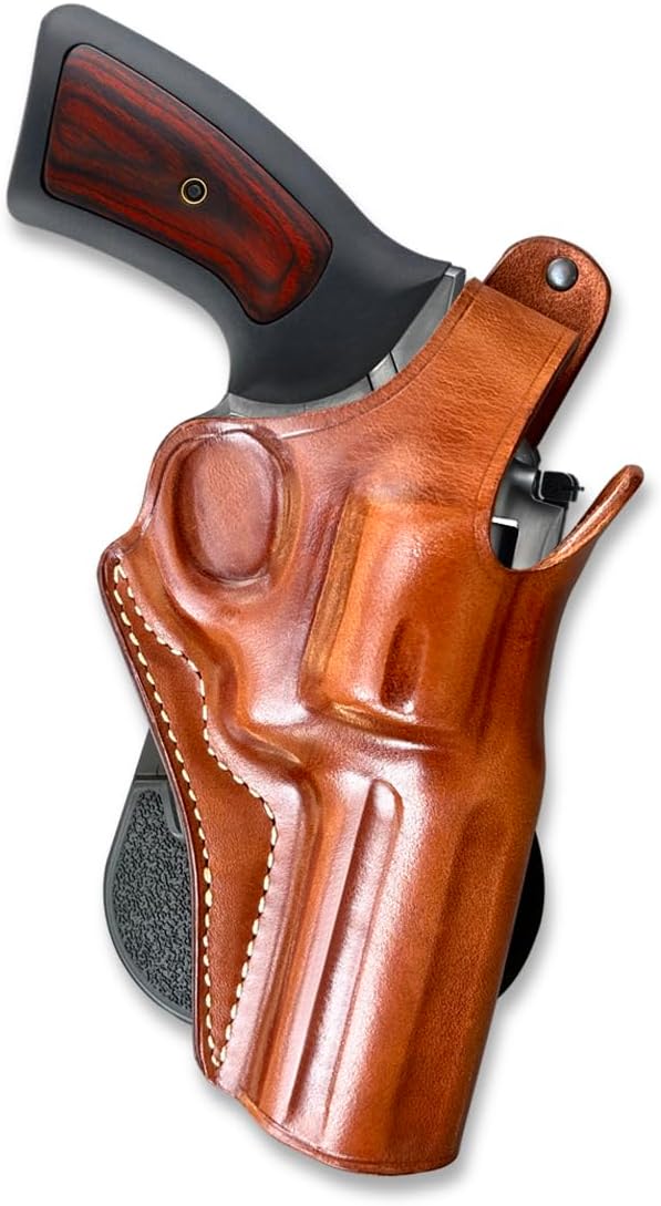 Masc Premium Leather OWB Paddle Holster for with Thumb Break Fits, GP-100 4.2-inch, Brown #1033#