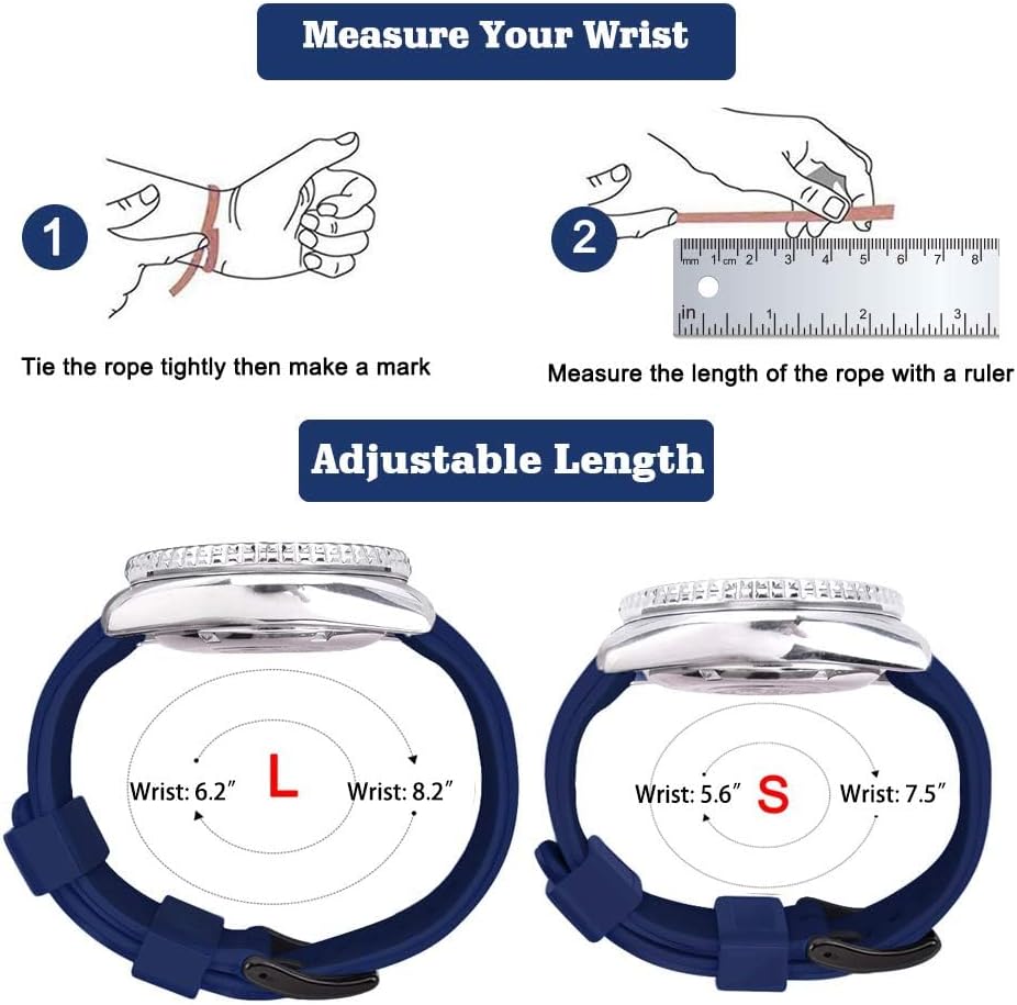 Ritche Christmas Gift Silicone Watch Bands 18mm 20mm 22mm 24mm Quick Release Rubber Watch Bands for Men, White Elephant Gifts