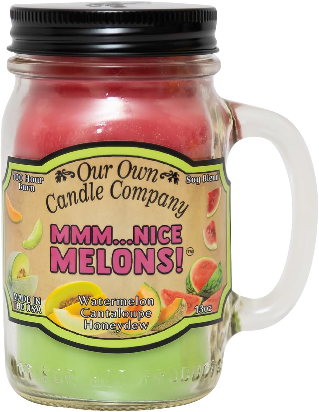 Balsam Pine Scented Mason Jar Candle, Our Own Candle Company, 13 oz | Clean, fresh Balsam-pine-tree scent; soy blend wax; lead-free wick with patented straightener; long lasting
