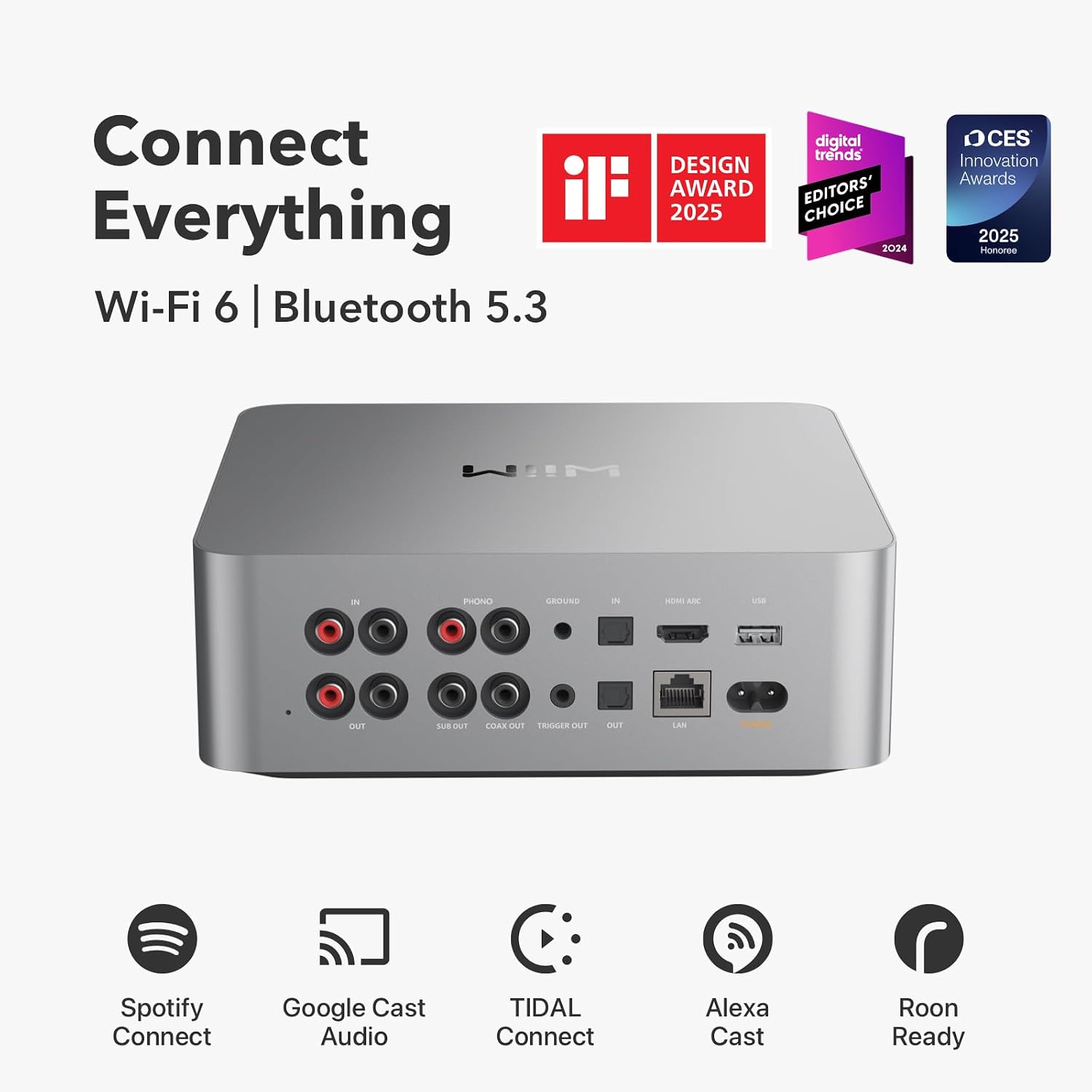 WiiM Ultra Hi-Res Music Streamer with Touchscreen & ESS DAC, Silver | Wi-Fi Streaming, RoomFit Correction, HDMI ARC, Phono Input & Multi-Room Audio