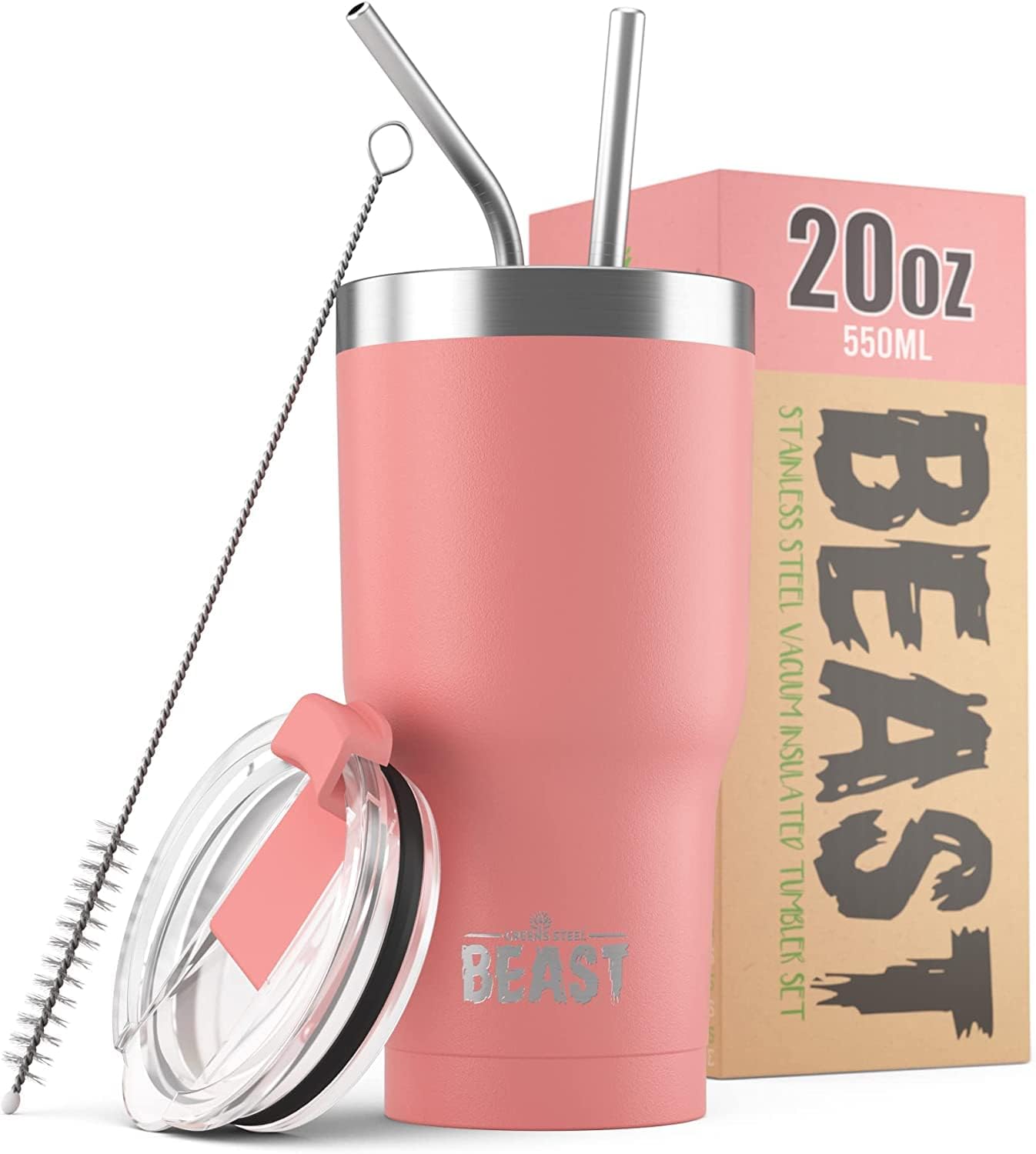 Beast 30 oz Tumbler Stainless Steel Vacuum Insulated Coffee Ice Cup Double Wall Travel Flask (Cupcake Pink)