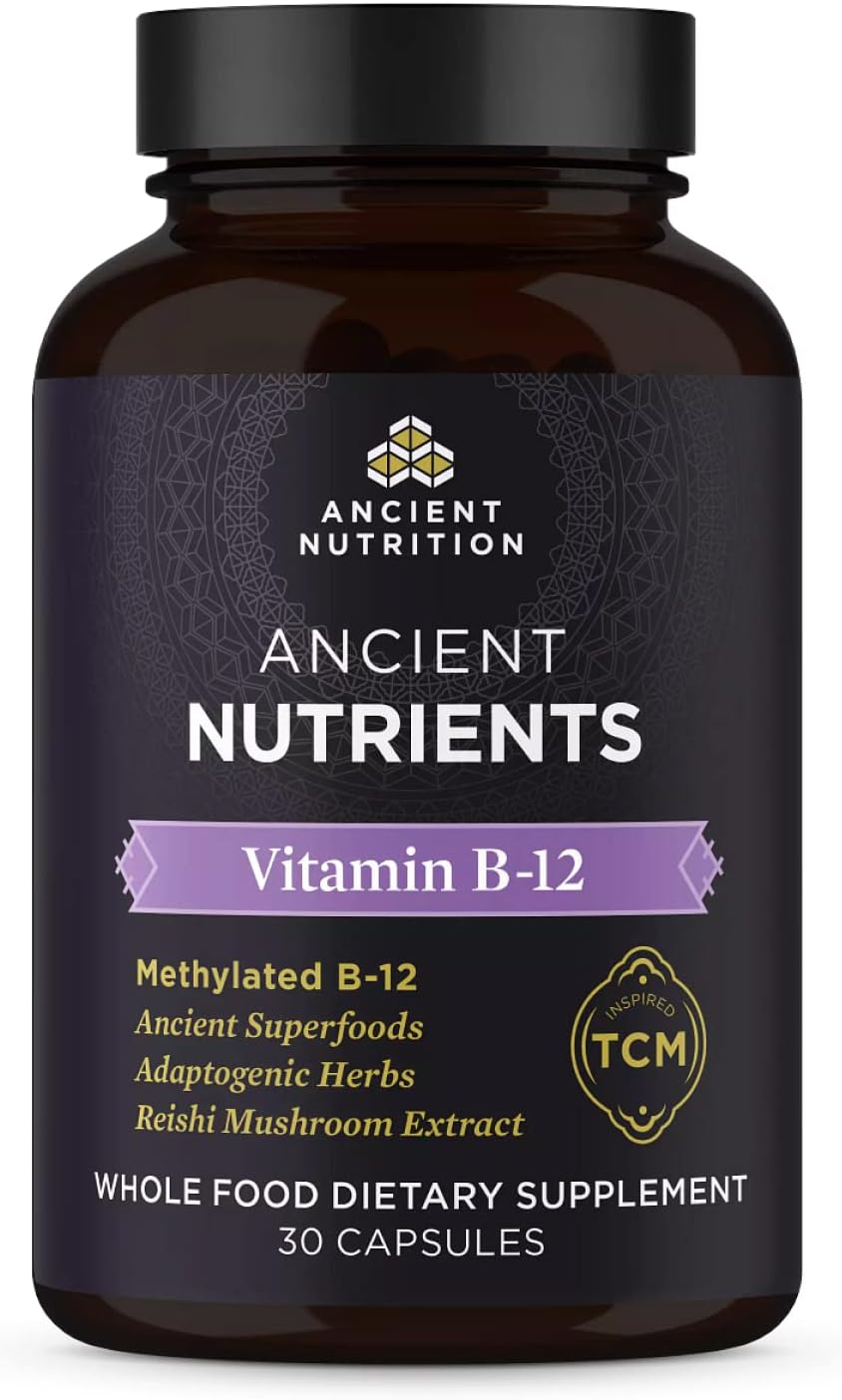 Ancient Nutrition Methylated Vitamin B12 Supplement, Supports Energy | Supports Energy Metabolism and Nervous System Health, Adaptogenic Herbs