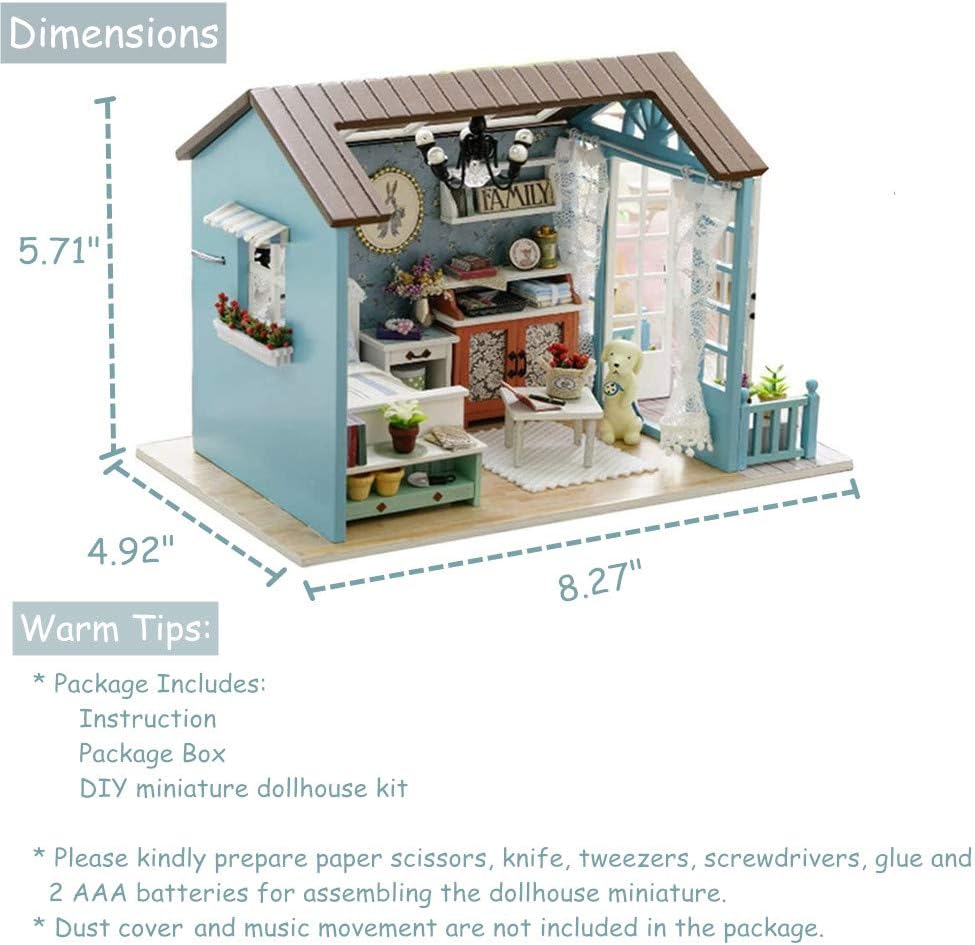 DIY Miniature House Kit with Furniture for Kids Teens Adults Aged 14+ | 1:24 Scale Wooden Mini Doll House Accessories Creative Room Book Nook(Forest Times)
