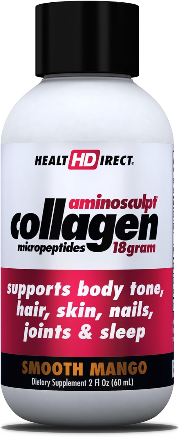 HEALTH DIRECT AminoSculpt Sugar-Free Liquid Collagen, Tart Cherry, 30 oz | High-Potency Collagen for Men & Women. Supports Hair, Skin, Nails & Joints. Medical-Grade, No Mixing, Non-GMO & Grass-Fed