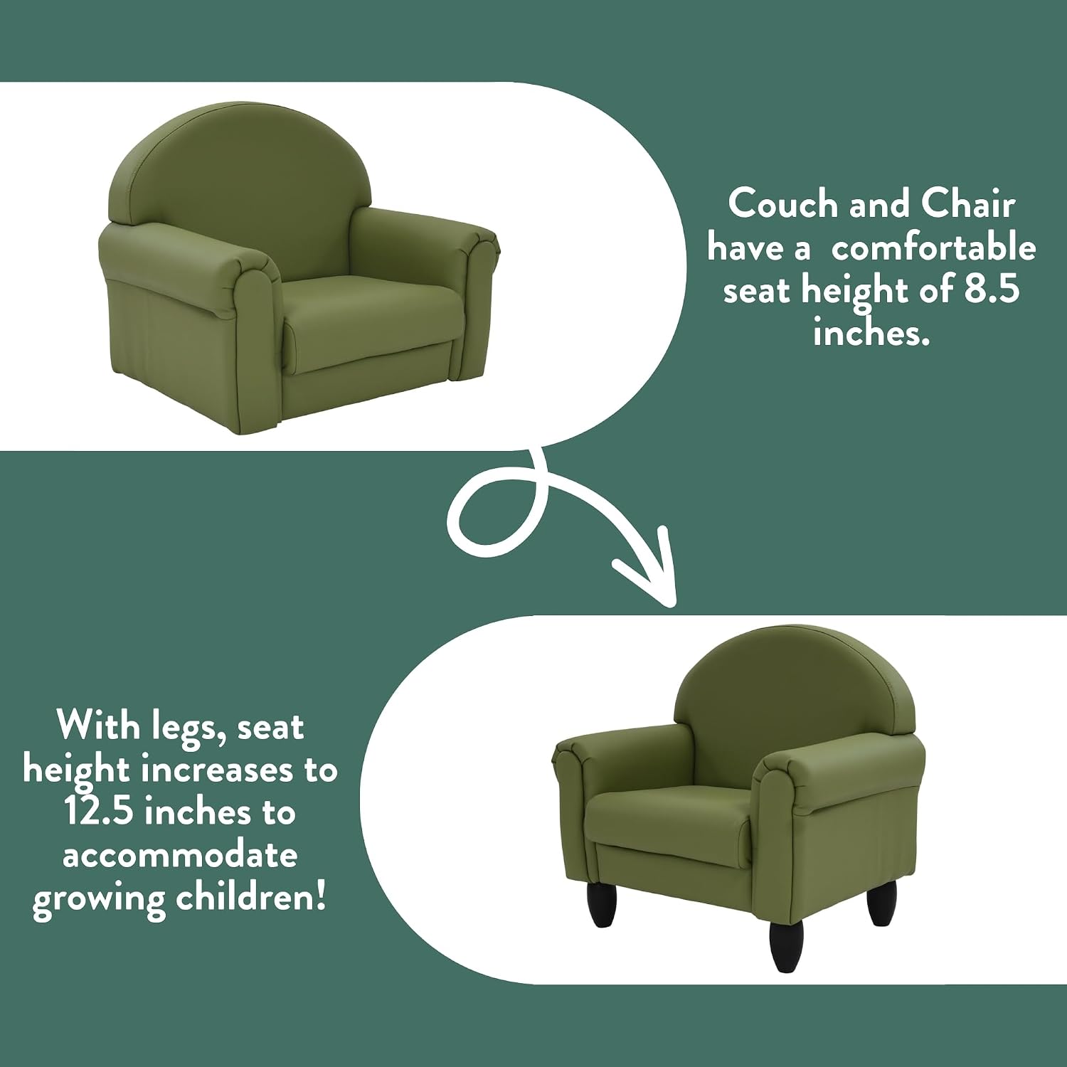 Children's Factory Upholstered Toddler Couch, Sofa, Deep Water