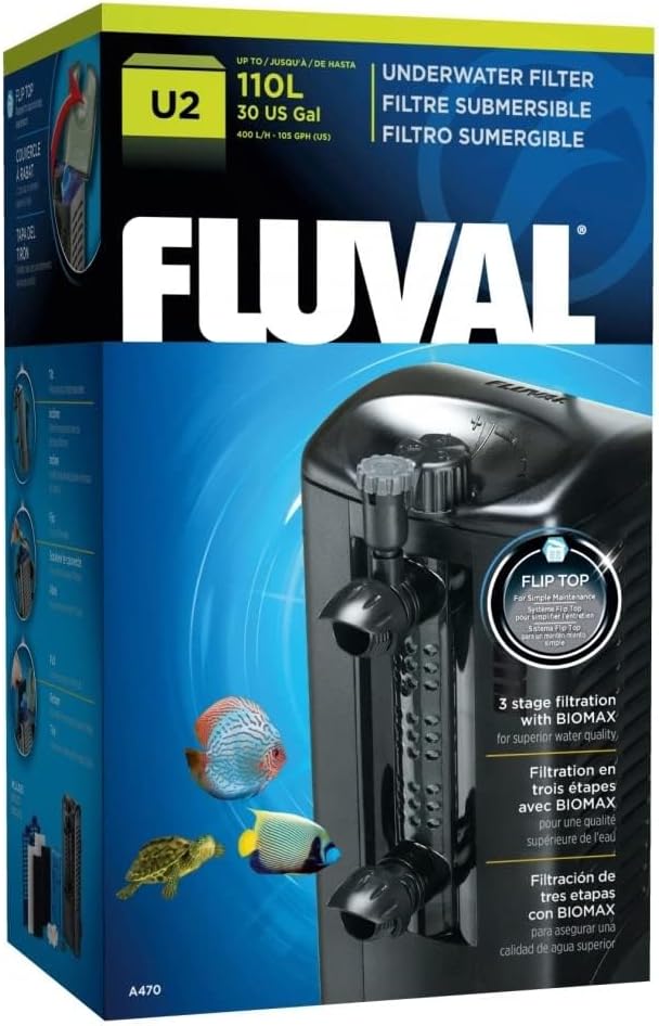 Fluval U4 Underwater Filter, Freshwater and Saltwater Aquarium Filter, A480,Black