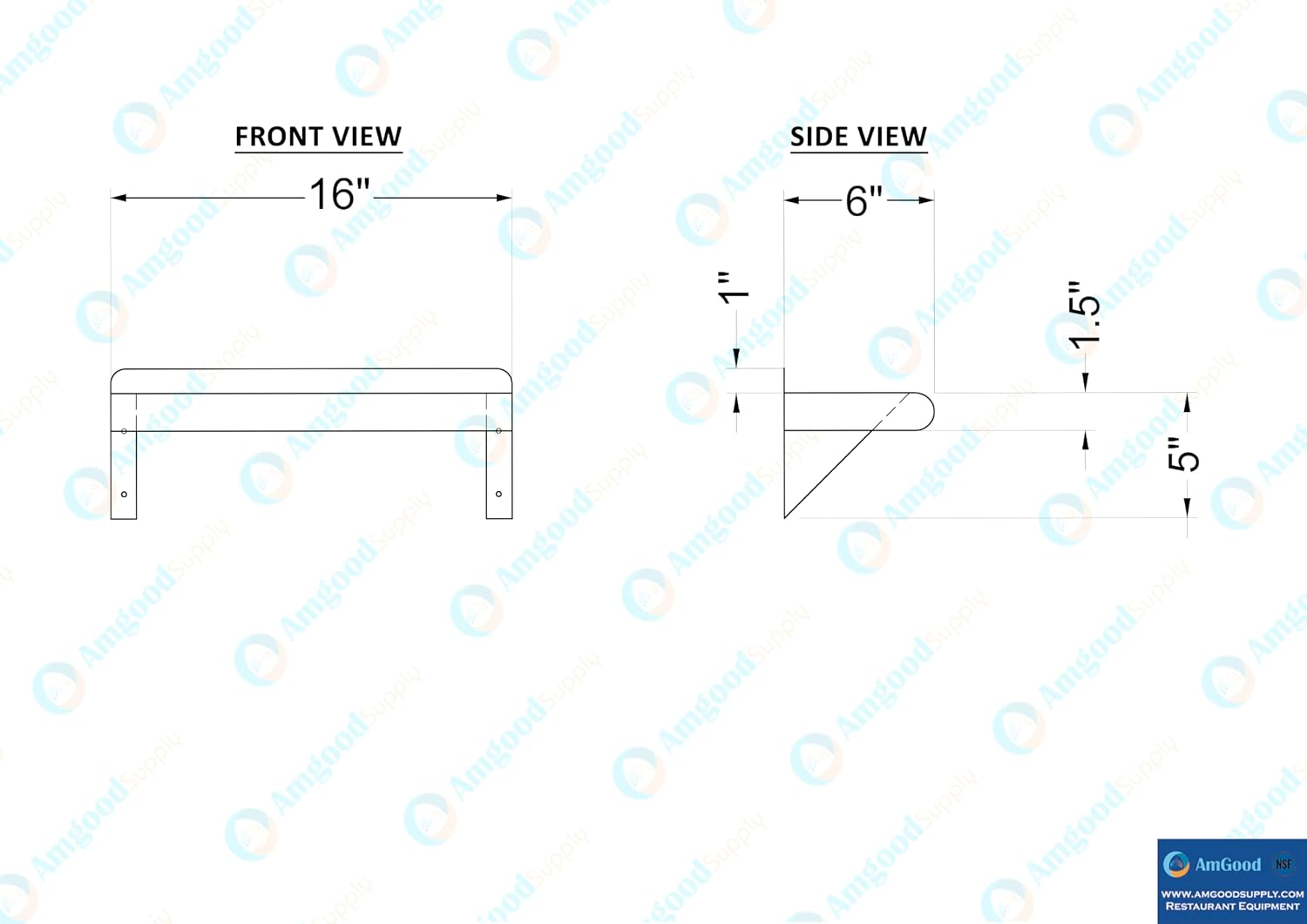 AmGood 24" Long X 18" Deep Stainless Steel Wall Shelf | NSF Certified | Appliance & Equipment Metal Shelving | Kitchen, Restaurant, Garage, Laundry, Utility Room