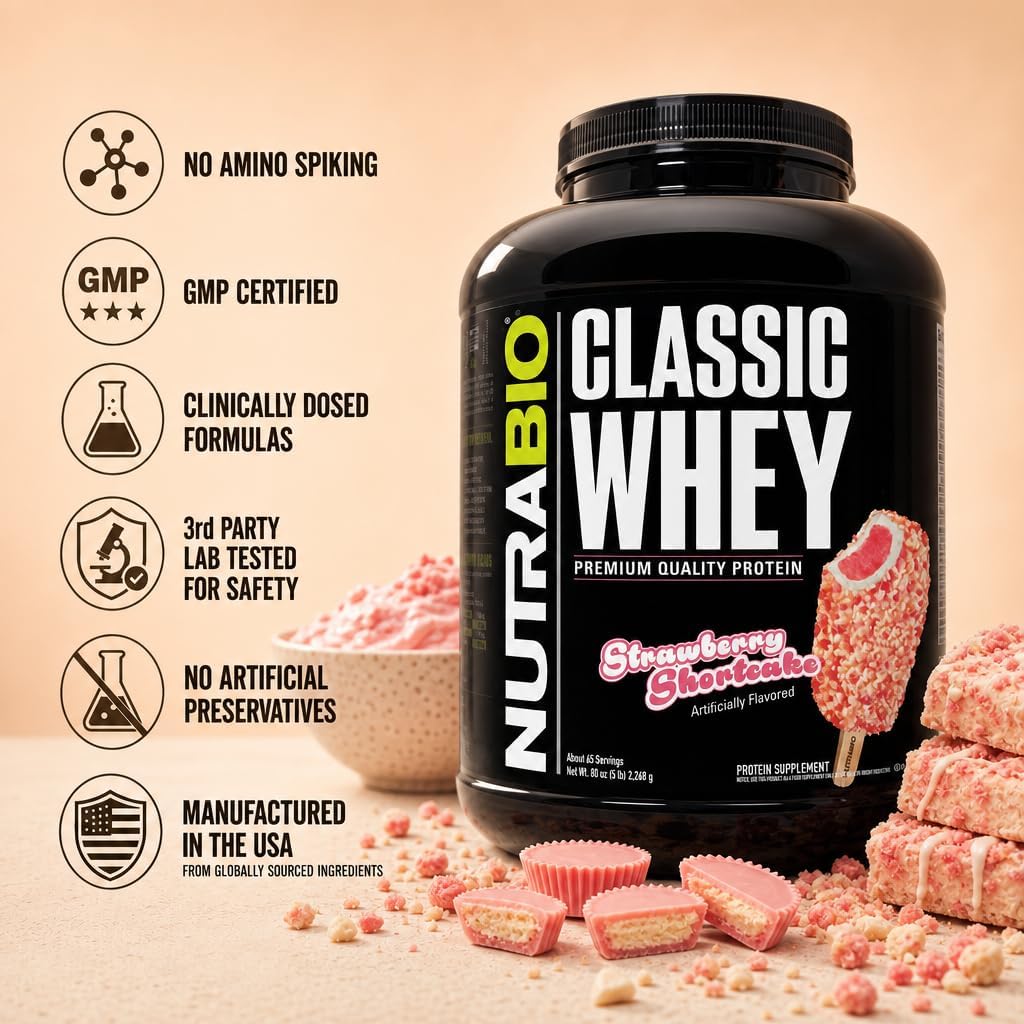 NutraBio Classic Whey Protein Powder- 25G of Protein Per Scoop - No Fillers, Artificial Colors, Preservatives - Chocolate Milkshake, 2 Pounds