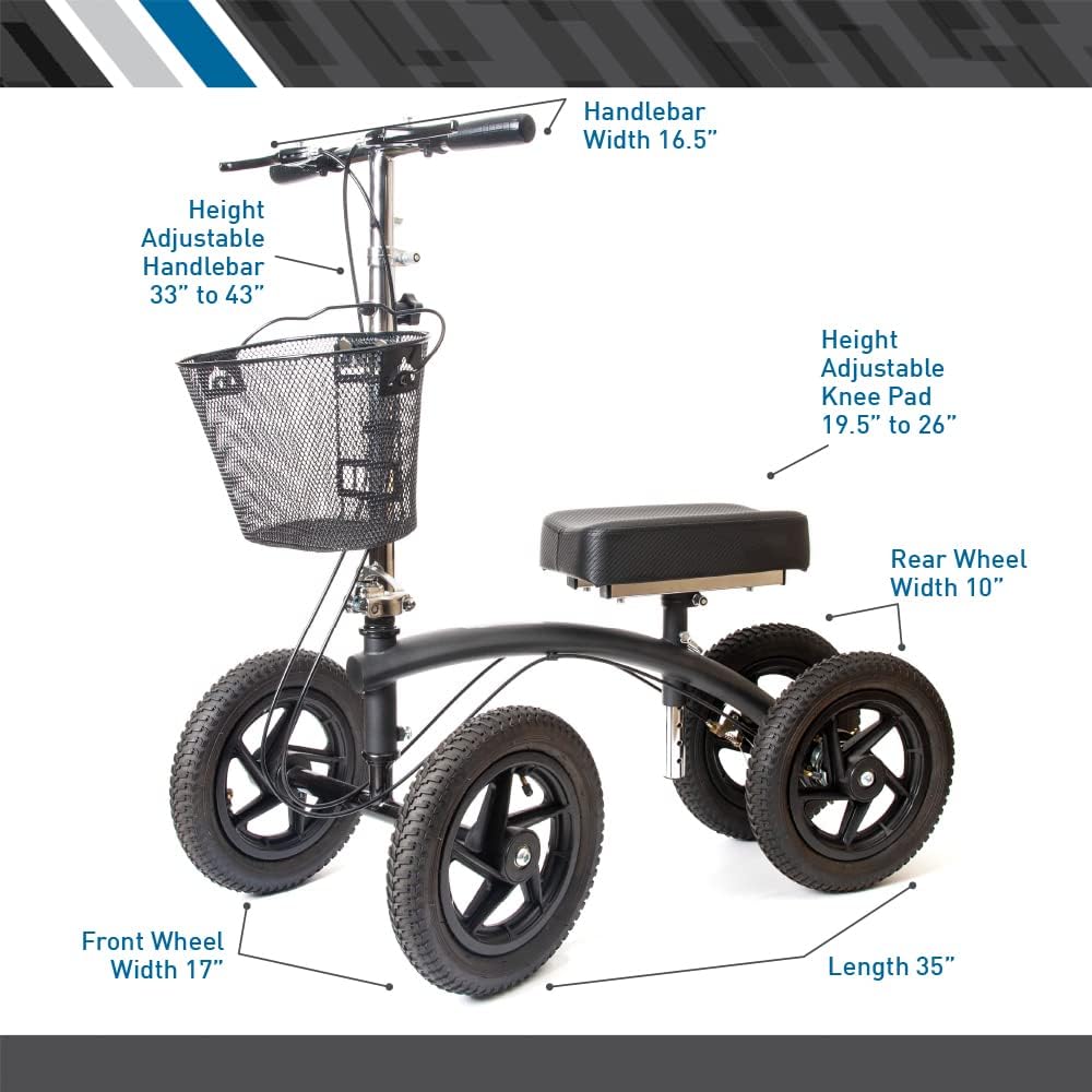 BodyMed All-Terrain Knee Walker, Steerable for Foot Injuries - Heavy-Duty