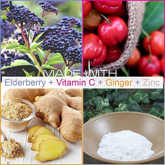 10:1 Black Elderberry Extract with Vitamin C, Zinc & Ginger, 60 Vegan Caps