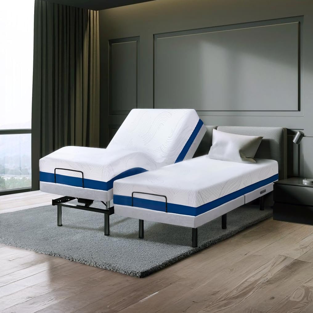 Irvine Home Collection Twin XL Adjustable Bed Base | Dual Massage | USB Ports | Zero Gravity | Anti-Snore | Memory Positions | Under Bed Lighting