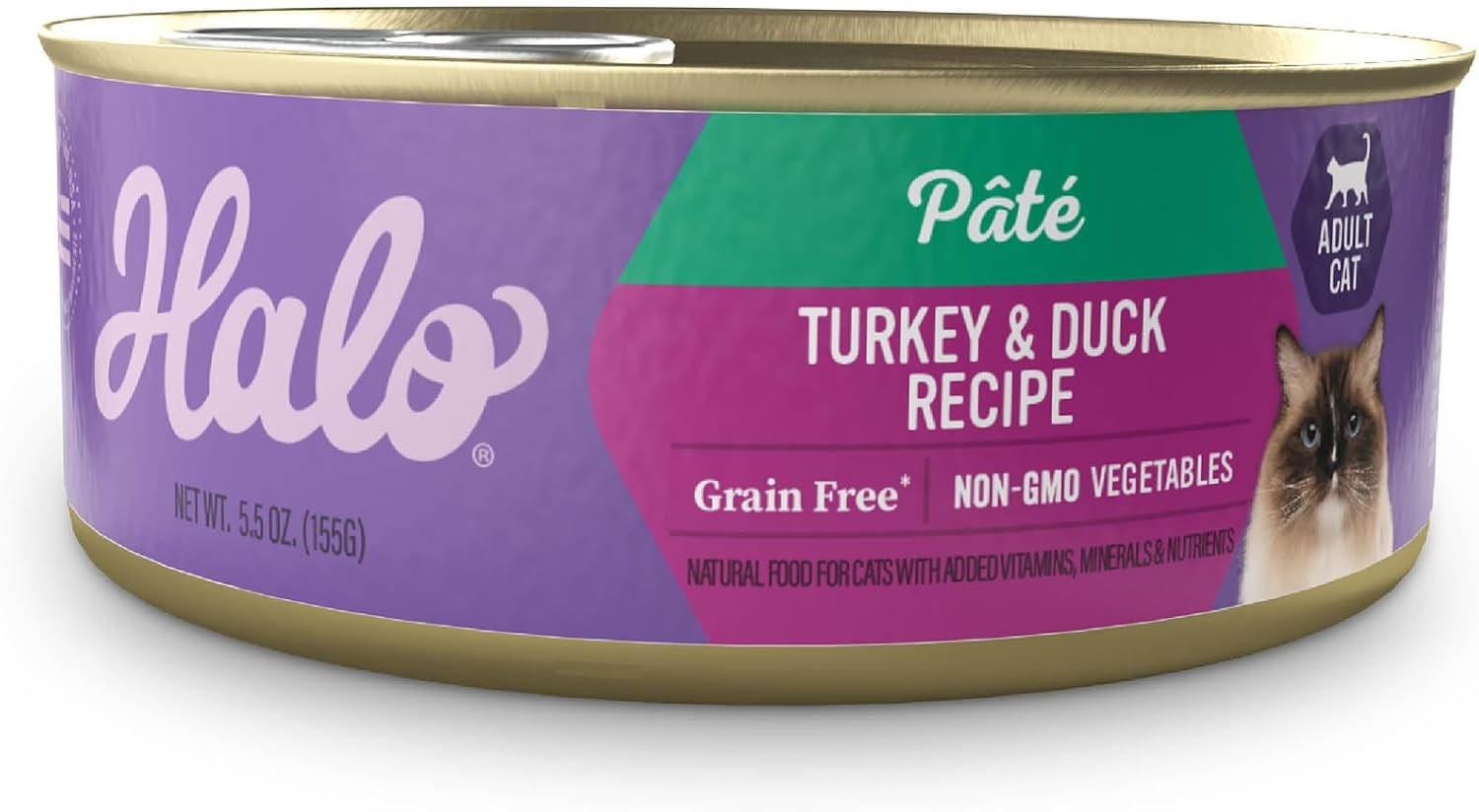 Halo Grain Free Soft Pate, Adult Cat Wet Food, Chicken in Broth Recipe, 5.5 oz, Case of 12