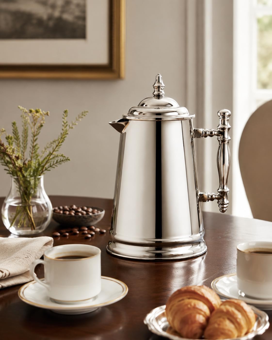 Francois et Mimi Vintage-Style Stainless Steel French Coffee Press, 34-Ounce