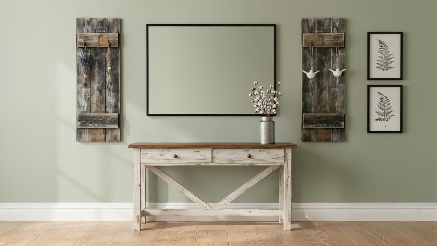 Rustic Revival | Rustic Shutters Made from 100% Reclaimed Weathered Wood – Set of 2 – Farmhouse Barnwood Style Wall Decor – Real Wood Handmade
