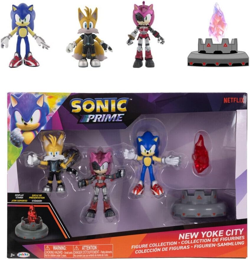 JAKKS Pacific Sonic Prime 2.5" Figure Multipack with Sonic, Tails Nine & The Prism Shard with Display Base!