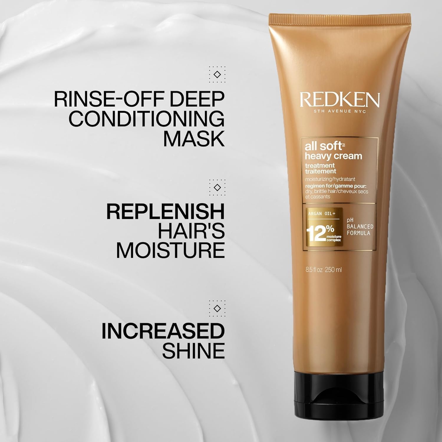 Redken All Soft Heavy Cream Mask Treatment- Moisturizing Deep Conditioner Treatment For Dry Hair, Softens and Smooths Hair, With Argan Oil