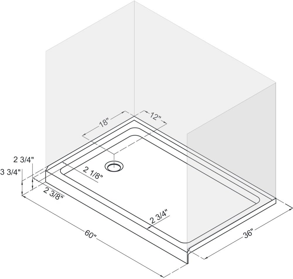 DreamLine SlimLine 32 in. D x 32 in. W x 2 3/4 in. H Center Drain Single Threshold Shower Base in White, DLT-1132320