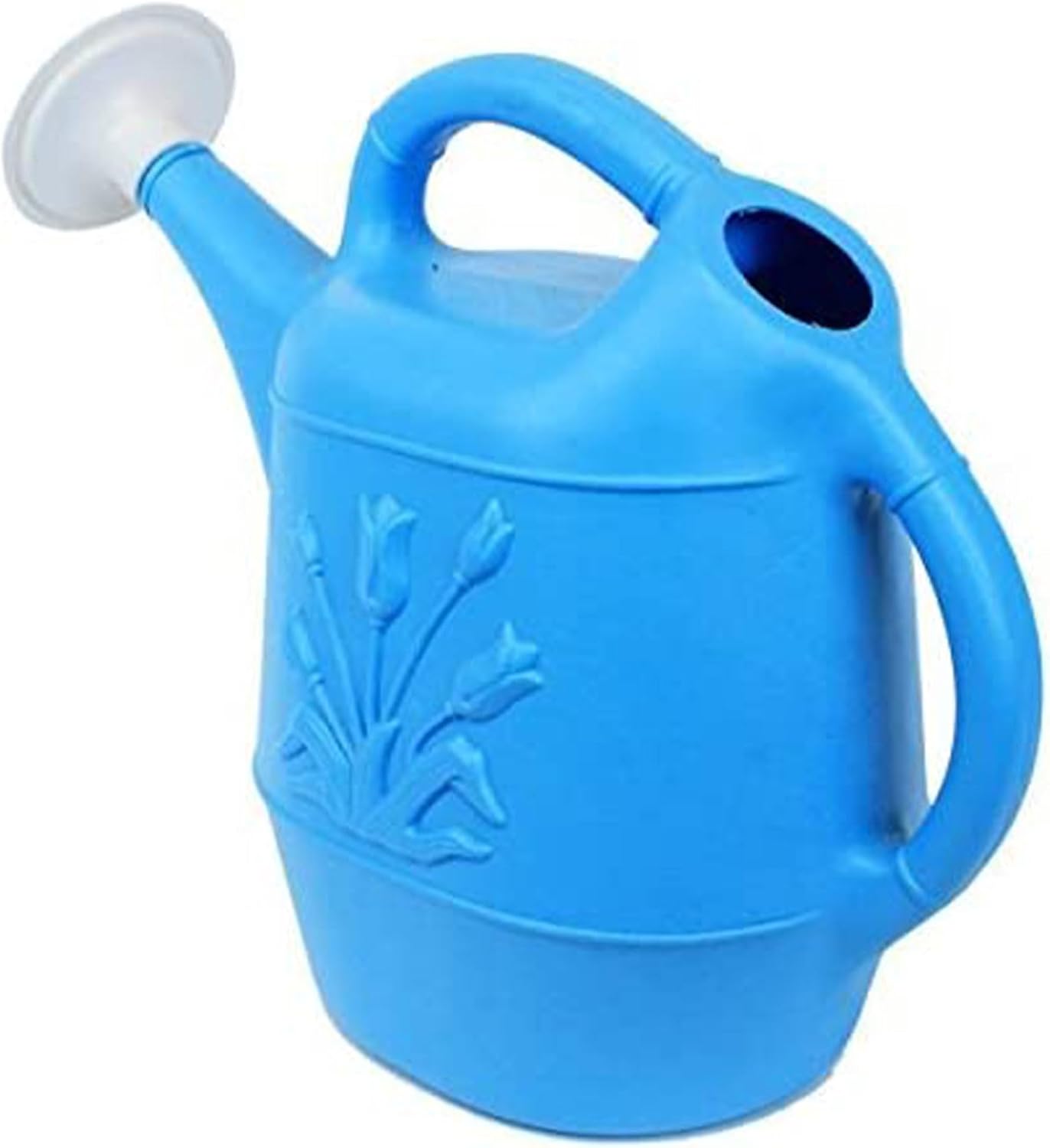 Union Products 63066 2 Gallon Plastic Indoor/Outdoor Watering Can w/Tulip Design for Garden, Potted Plants, & Patio Pots, Caribbean Blue