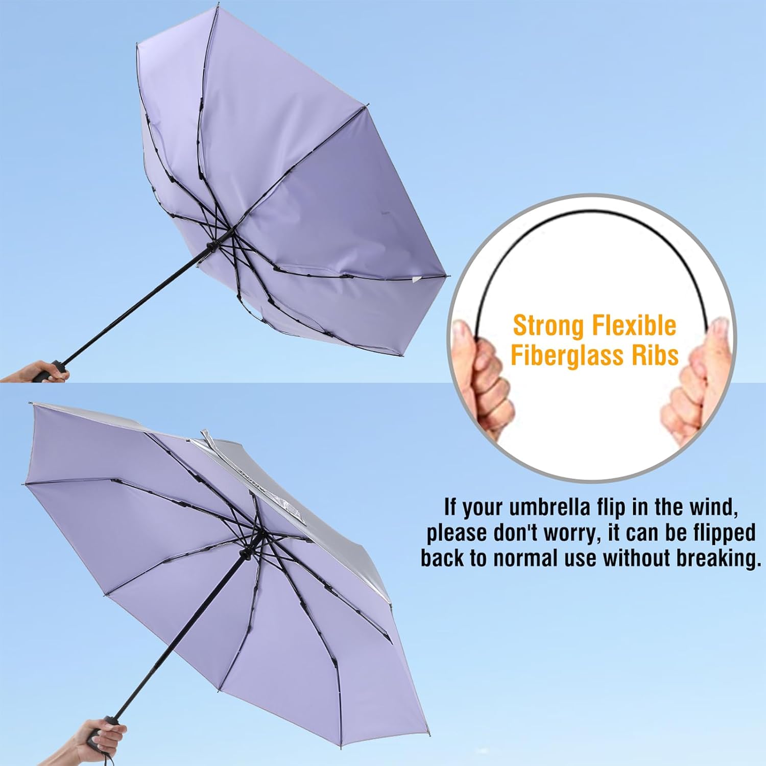 G4Free UPF 50+ UV Protection Travel Umbrella 42/46 Inch Auto Open Close