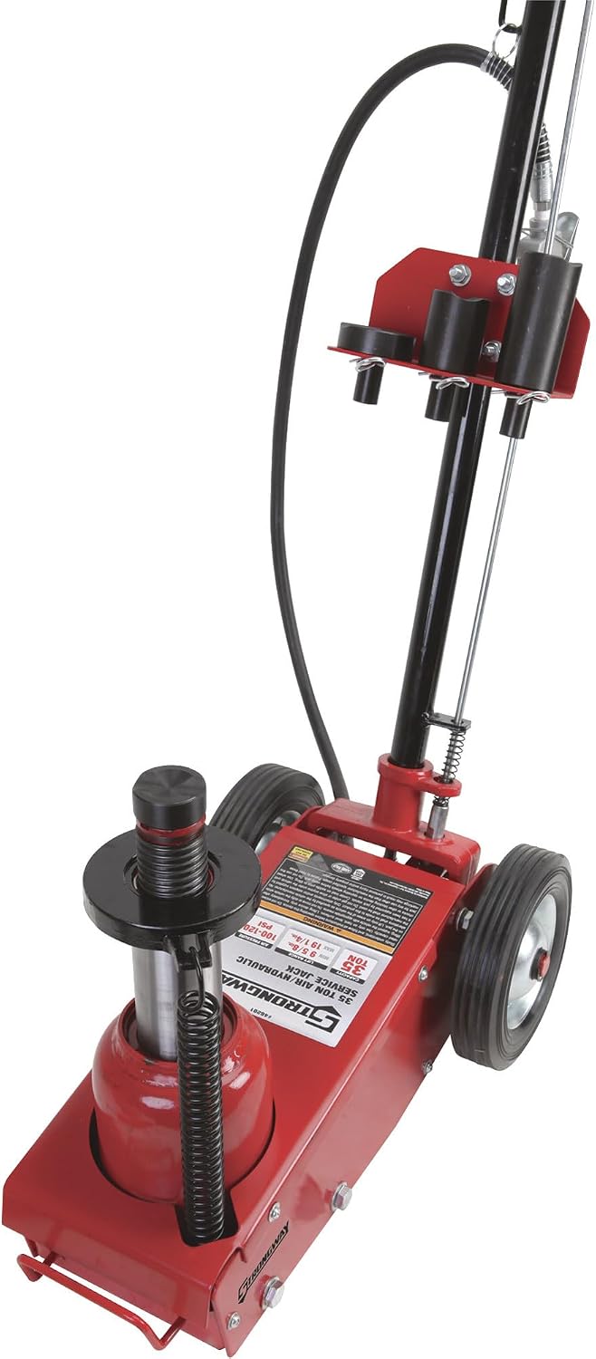 Strongway 22-Ton Quick Lift Air/Hydraulic Service Floor Jack | Controlled vehicle lifting, heavy shop use, stable positioning, professional garage service, durable steel construction