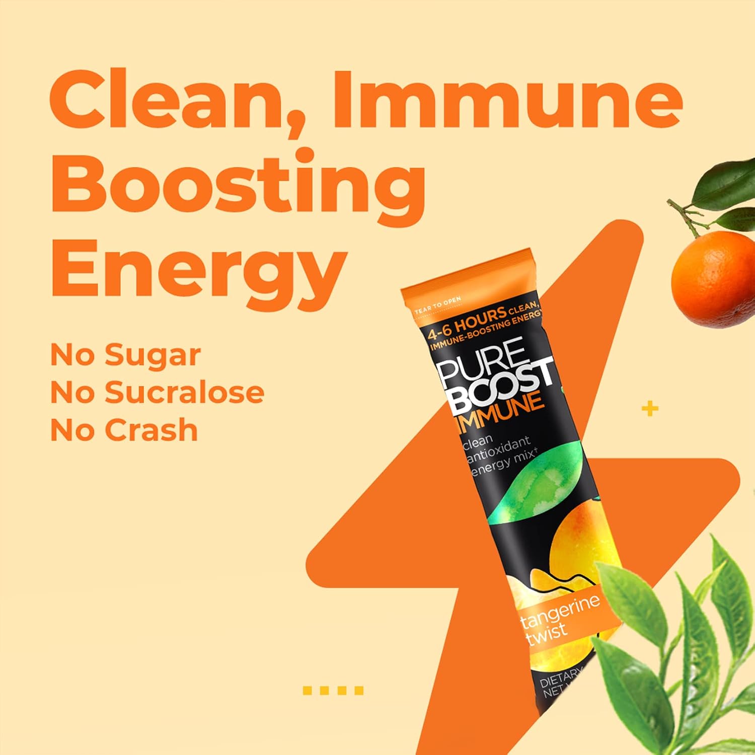 Pureboost Sugar-Free Immune Clean Energy Booster Drink Mix, Combo Pack 30ct