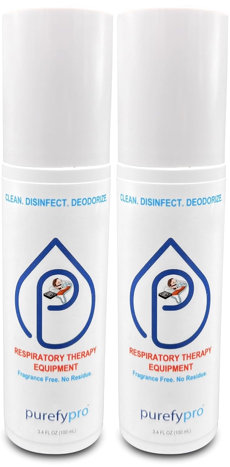 PUREFY Purefypro CPAP Cleaner and Sanitizer Spray (3.4oz, 2pk). TSA Travel Size. No Rinse. No Residue. Kills 99.9999% Norovirus, Flu Virus, and Fungi