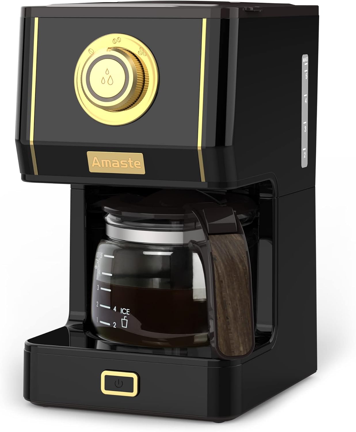 Amaste Drip Coffee Maker, Coffee Machine with 25 Oz Glass Coffee Pot, Retro Style Coffee Maker with Reusable Filter & Three Brewing Modes