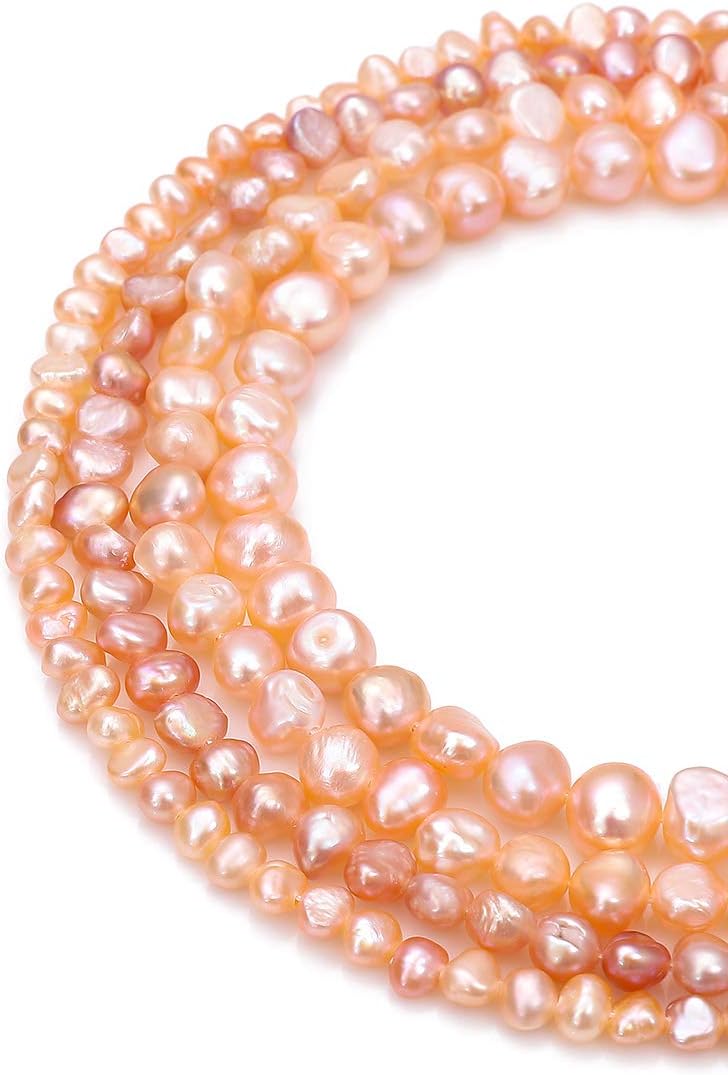 BEADIA Natural Pearl Beads Side Hole 7-8mm Purple Freshwater Cultured Loose Gemstone Beads for DIY Jewelry Making 13.8''/Strand