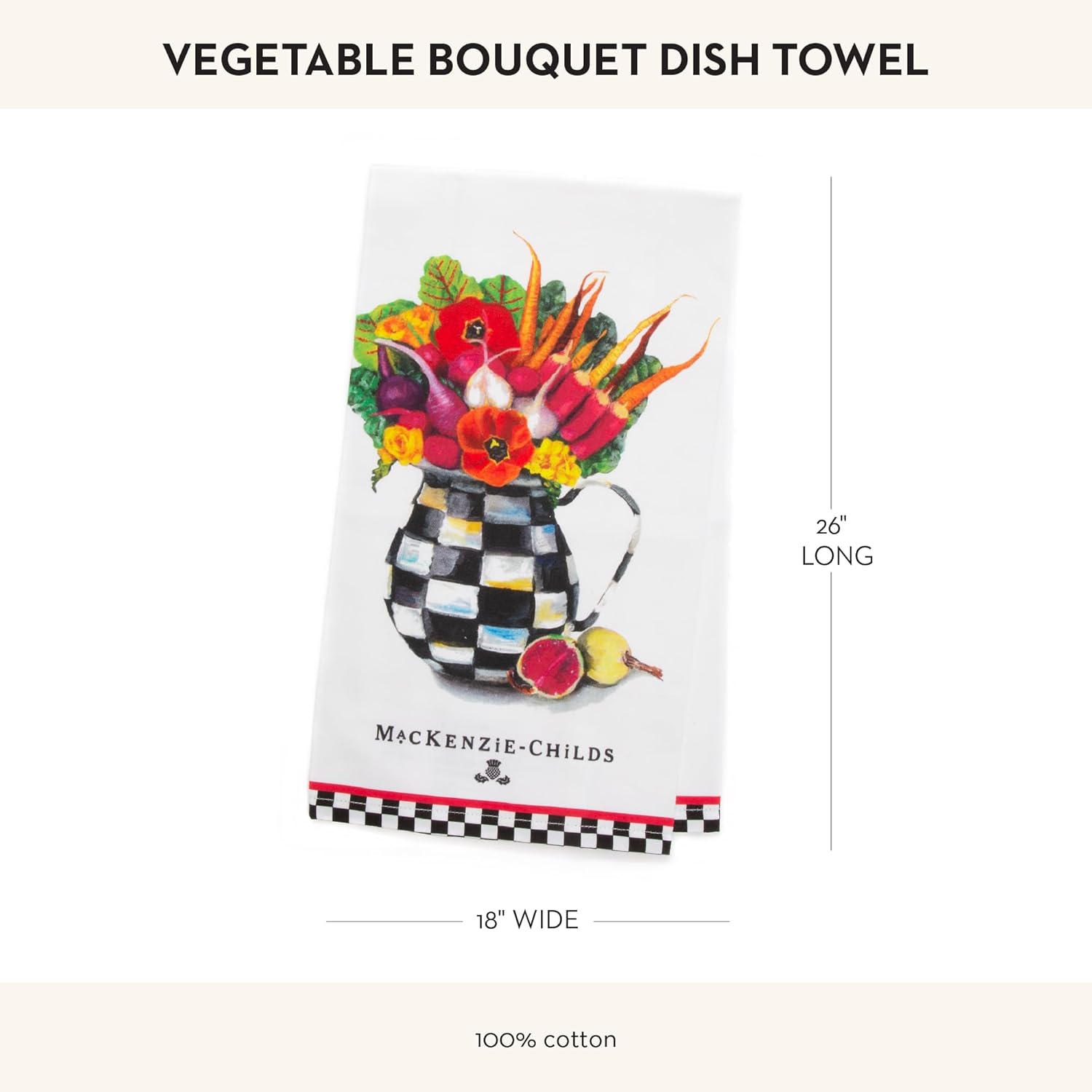 MACKENZIE-CHILDS Cotton Dish Towel, Hydrangea Tea Kettle