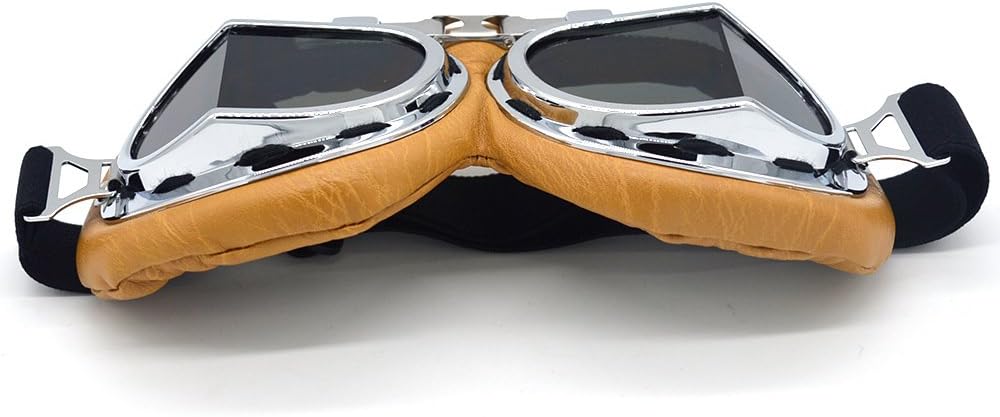 Motorcycle Goggles Anti Fog&Wind&Dust&Sand Aviator Pilot Motocross | Dirt Bike Atv Riding Goggles with Yellow Lens,Fit Over Glasses or Helmet