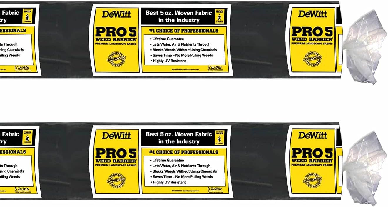 Dewitt Pro-5 Weed Barrier Fabric 5 oz, 6 x 250 Feet – Heavy-Duty | Woven Landscape Ground Cover Mat for Raised Garden Bed, Greenhouse Gardening, Outdoor Landscaping, and Commercial Planting