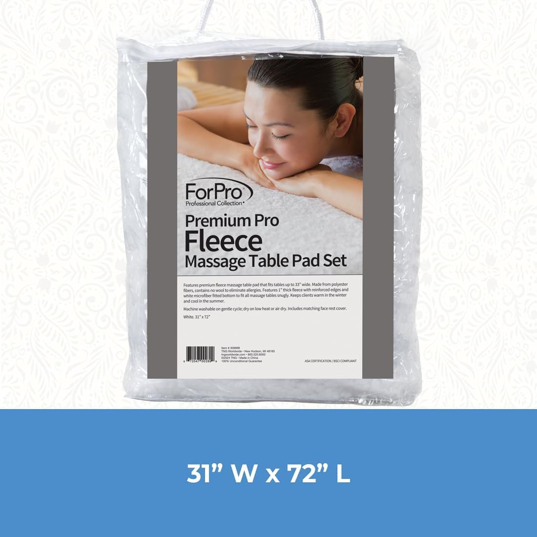 ForPro Fleece Massage Pad Set, 31Wx72L in, Hypoallergenic | for Massage Table Face Cradles, Face Rest Covers, Headrest Covers, Spa Cradle Covers, Salon & Spa Essentials