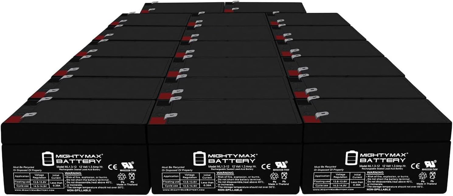 Mighty Max Battery ML1.3-12 - 12 Volt 1.3 AH, F1 Terminal, Rechargeable SLA AGM Battery