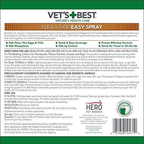 Vet's Best Flea & Tick, Mosquito, Yard & Kennel Spray for Dogs, 32 oz | Plant-Based Yard Treatment, Kills Fleas, Ticks & Mosquitoes, Ready-to-Use Hose Attachment, Safe for Plants, Made in USA