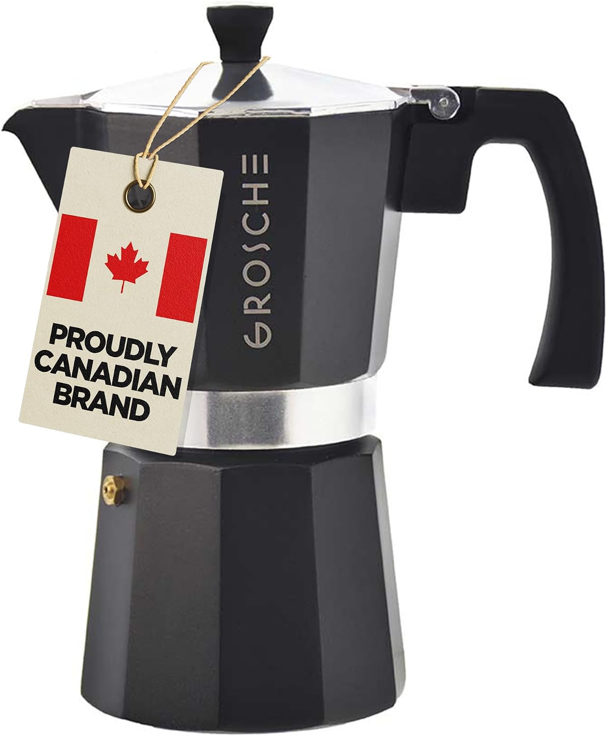 GROSCHE Milano Moka Pot | 9 Espresso Cup - 15.2 oz | Stovetop Espresso Percolator & Coffee Maker – Portable, Ideal for Home and Camping | Cuban Coffee Maker And Italian Moka Pot For Stovetop Espresso; For Gas, Electric, And Propane Stoves With A Soft-Tou…