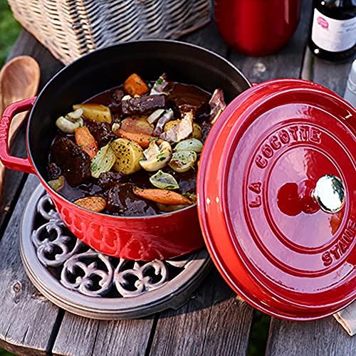 Staub Cast Iron Round Cocotte, Dutch Oven, 5.5-quart, serves 5-6, Made in France, Cherry