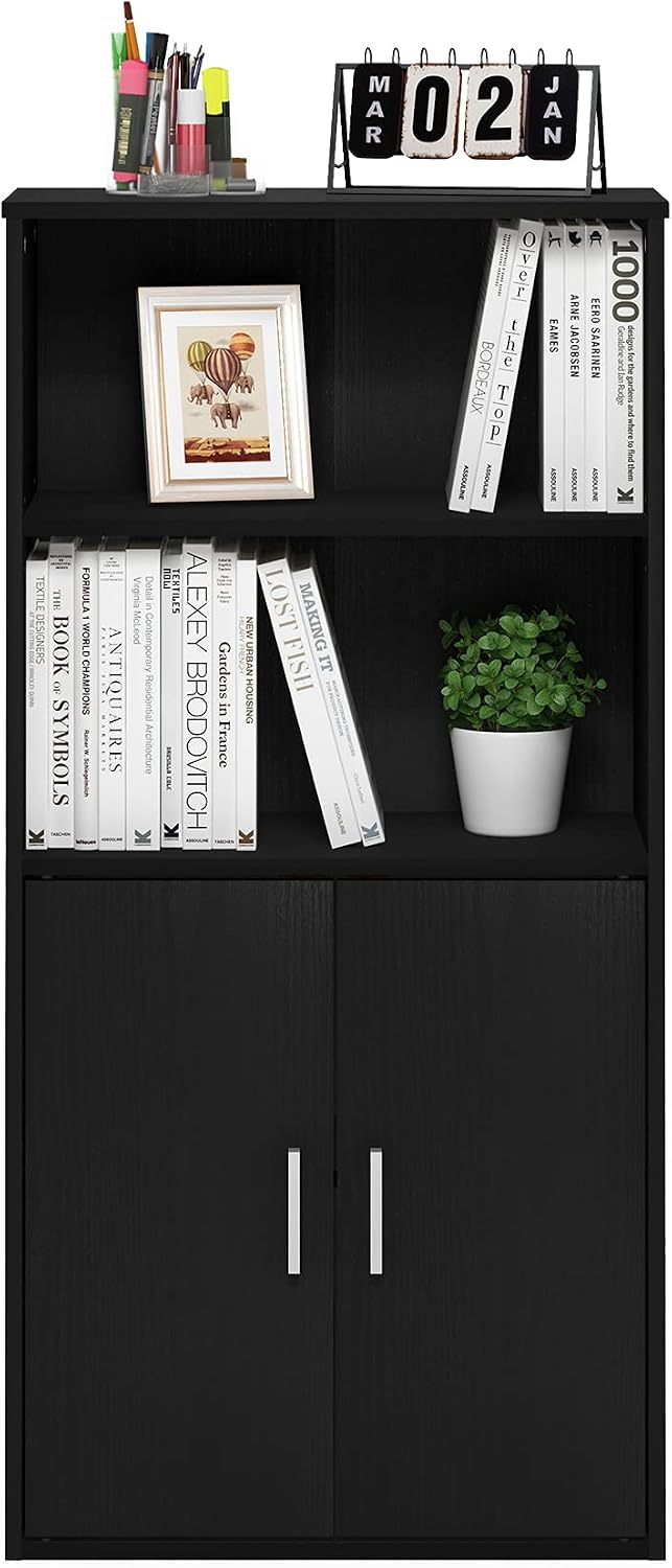 Furinno Jaya Book Shelf, 3-Tier Bookshelf, Bookcase with Adjustable Shelves, 9.5 x 24.5 x 40.3, for Organization and Storage, for Living Room, Bedroom, Home Office, White