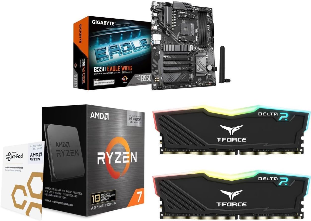 NEWEGG Motherboard CPU Memory Combo - B550M Micro ATX Motherboard Bundle with Ryzen 5 5500 6-Core 3.6 GHz CPU and 16GB (2 x 8GB) 288-Pin PC RAM DDR4 3600 Desktop Memory