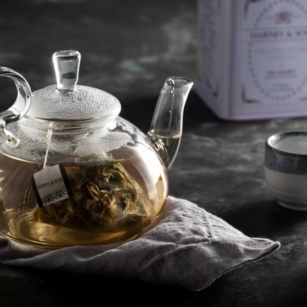 Harney & Sons Dragon Pearl Jasmine Tea, 20 Count(Pack of 1) | Green tea scented with jasmine flowers for a delicate floral aroma. Contains caffeine.