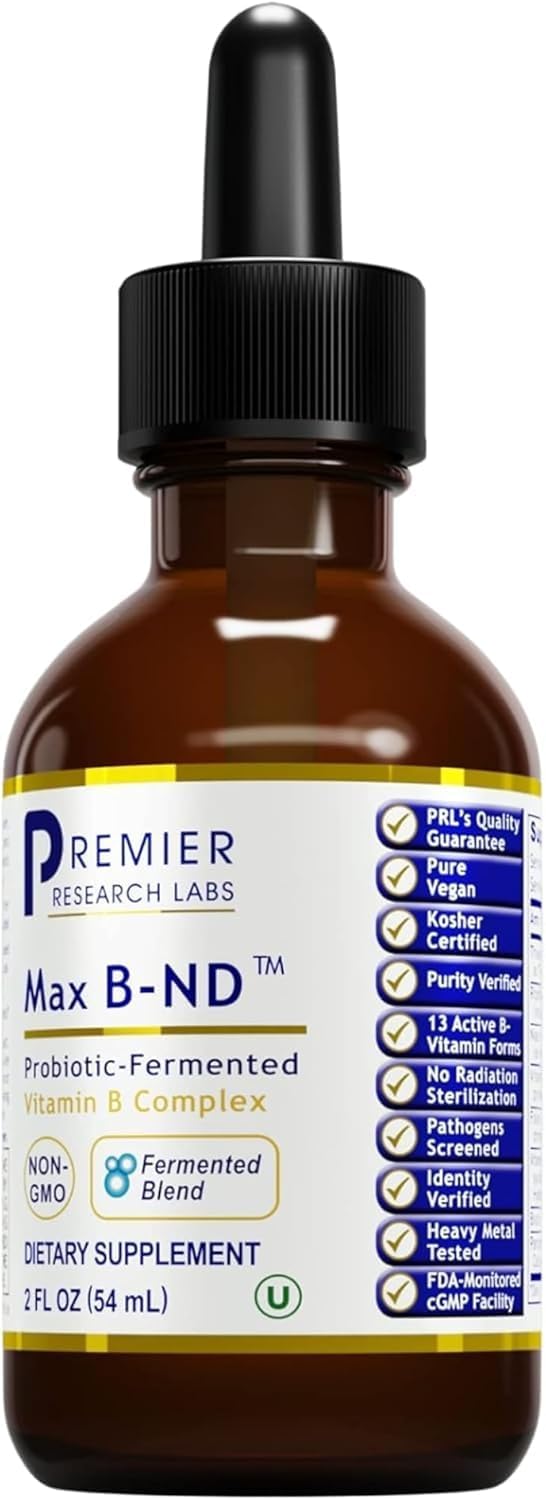 Premier Research Labs Max B-ND Liquid Vitamin - B-Complex for Liver & Brain Health, Liquid Drops for Energy, Immune & Adrenal Support for Men & Women