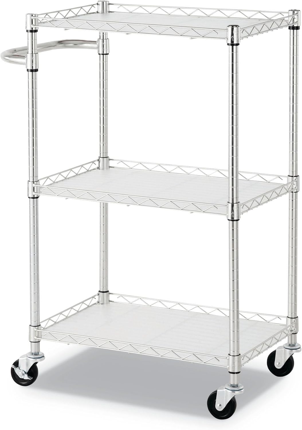 Alera ALESW322416SR 24 in. x 16 in. x 39 in. 450 lbs. Capacity 3-Shelf Wire Cart with Liners - Silver