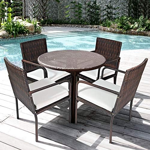 Outdoor Patio Wicker Chairs Set of 4, with Heavy Duty Steel Frame and Soft Cushions, All Weather Resistant Outdoor Dining Set, Suitable for Poolside