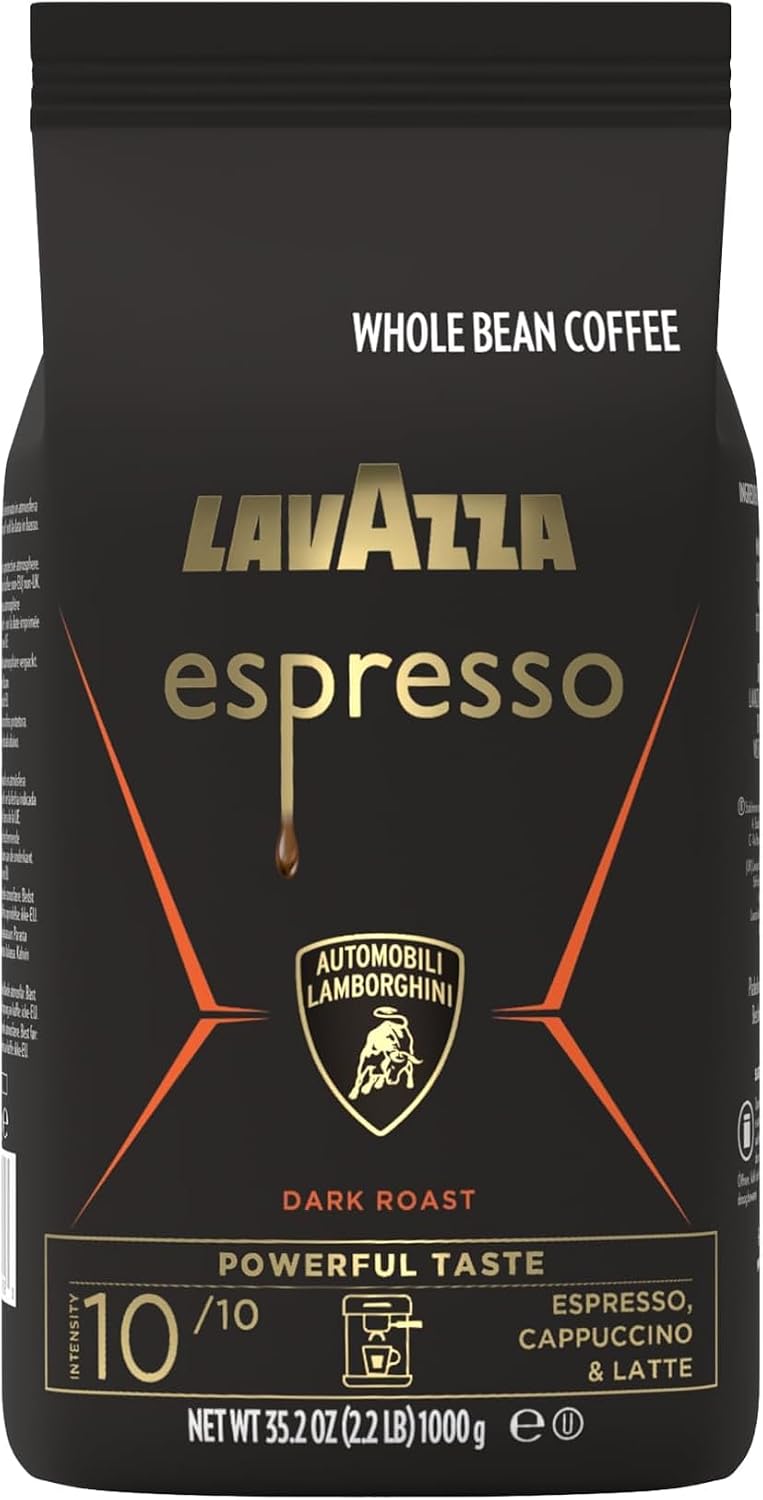 Lavazza Super Crema Whole Bean Coffee, Medium Espresso Roast, Arabica and Robusta Blend, 2.2 lb Bag, Package May Vary (Pack of 1)