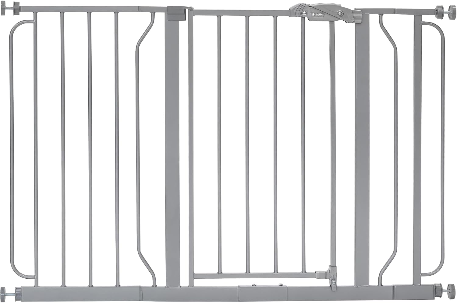 Regalo Safety 29"-49" Extra Wide Baby Gate, Bottom of Stairs & Doorways | Pressure Mounted with Door, For Babies, Toddlers & Pets, White, Tested & Trusted for 30 Years