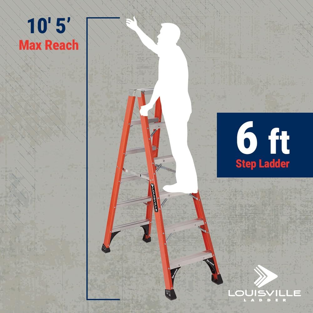 Louisville Ladder 14-Foot Fiberglass Twin Front Step Ladder, 375-Pound Load Capacity, Type IAA, FM1414HD