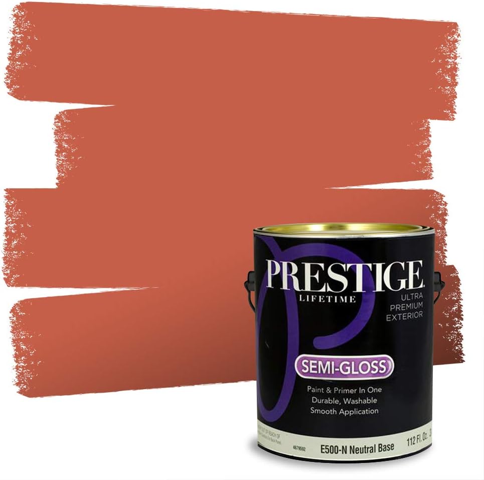 PRESTIGE Paints Exterior Paint and Primer In One, 1-Gallon, Semi-Gloss, Comparable Match of Sherwin Williams* Captivating Cream*