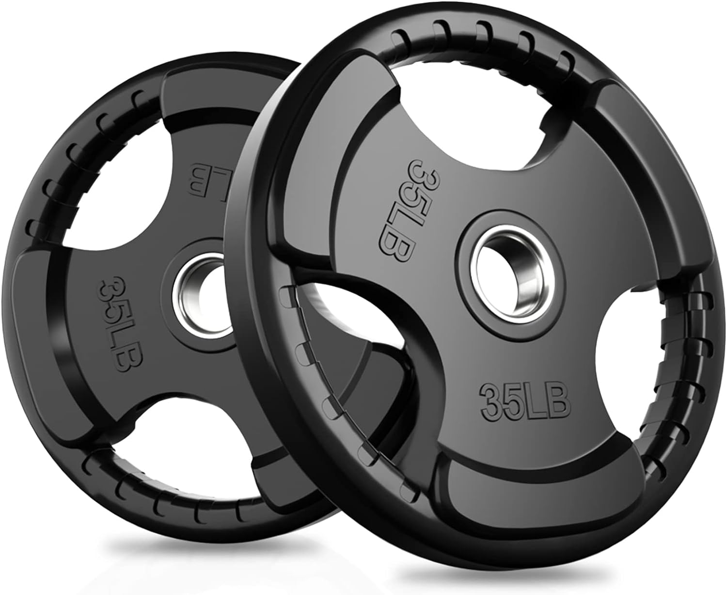 RitFit Olympic Rubber Grip Weight Plates, 2-Inch Barbell Set